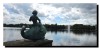 Putto sur le poisson : La sculpture d'Hermann Scheuernstuhl sur la rive nord du lac Maschsee.