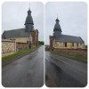 L'église de Rouge Perriers vue gauche et de droite.